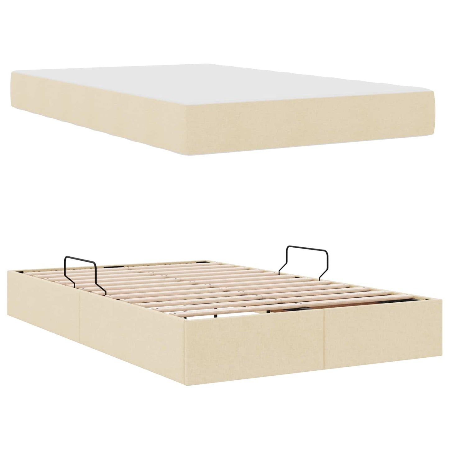 Letto con contenitore e materasso Crema 120 x 190 cm Poliestere | homemem39