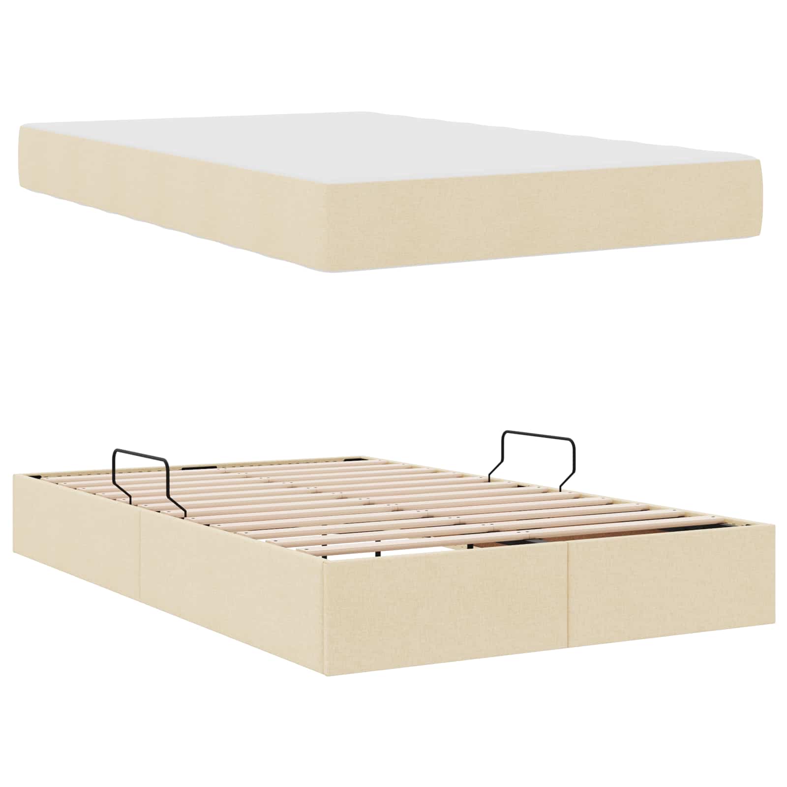 Letto con contenitore e materasso Crema 120 x 190 cm Poliestere | homemem39