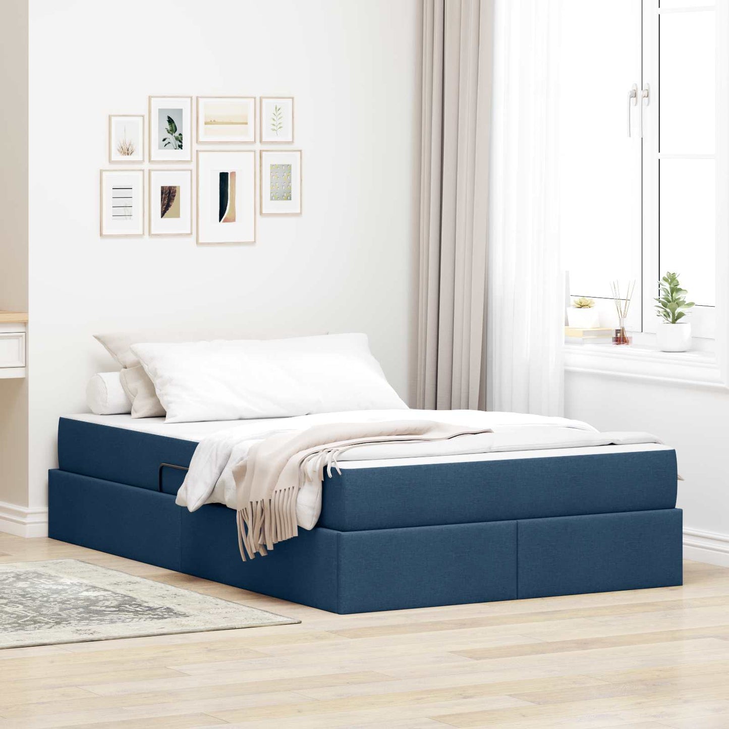 Letto con contenitore e materasso Blu 120 x 190 cm Poliestere | homemem39