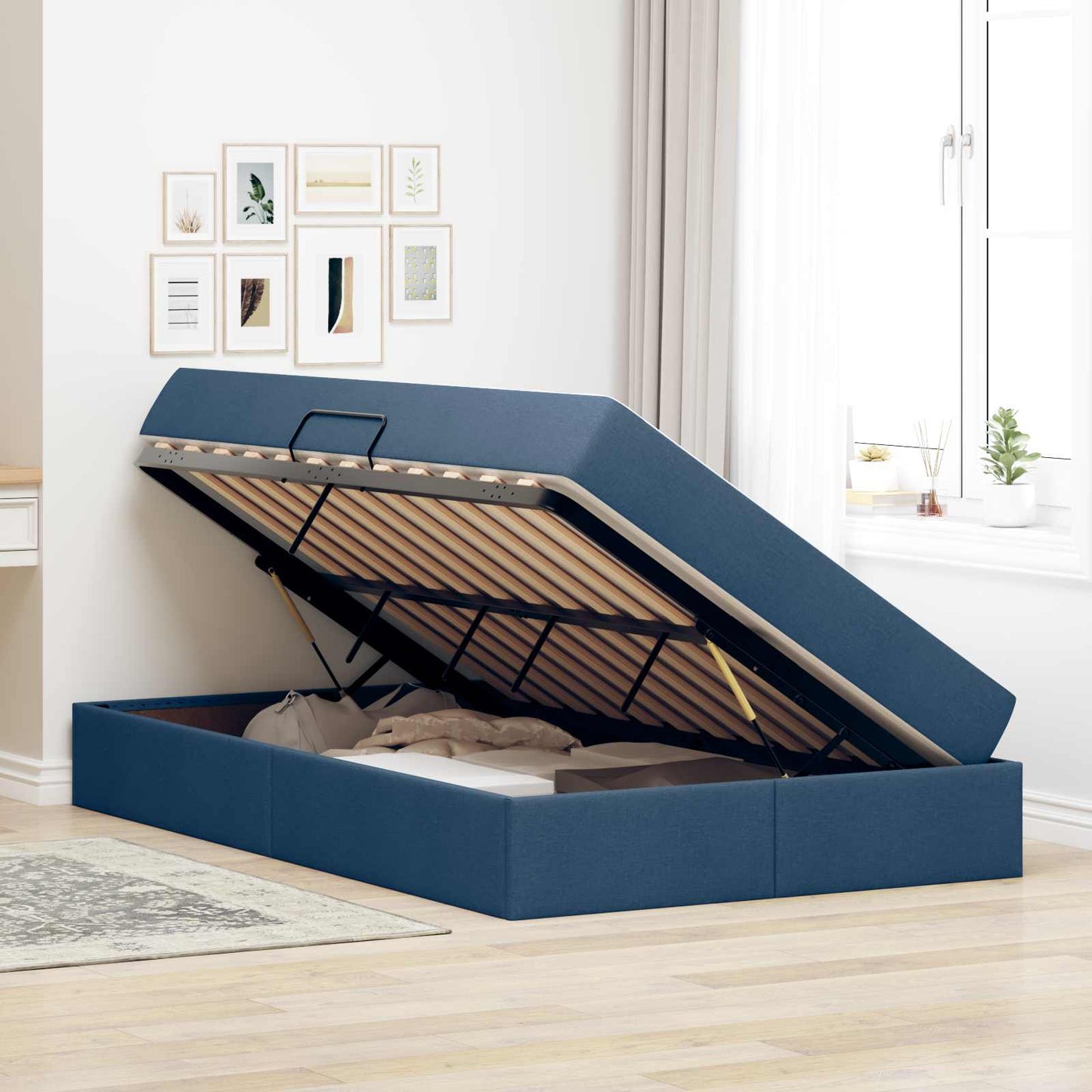 Letto con contenitore e materasso Blu 120 x 190 cm Poliestere | homemem39