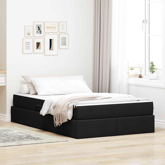 Letto con contenitore e materasso Nero 120 x 200 cm Poliestere | homemem39