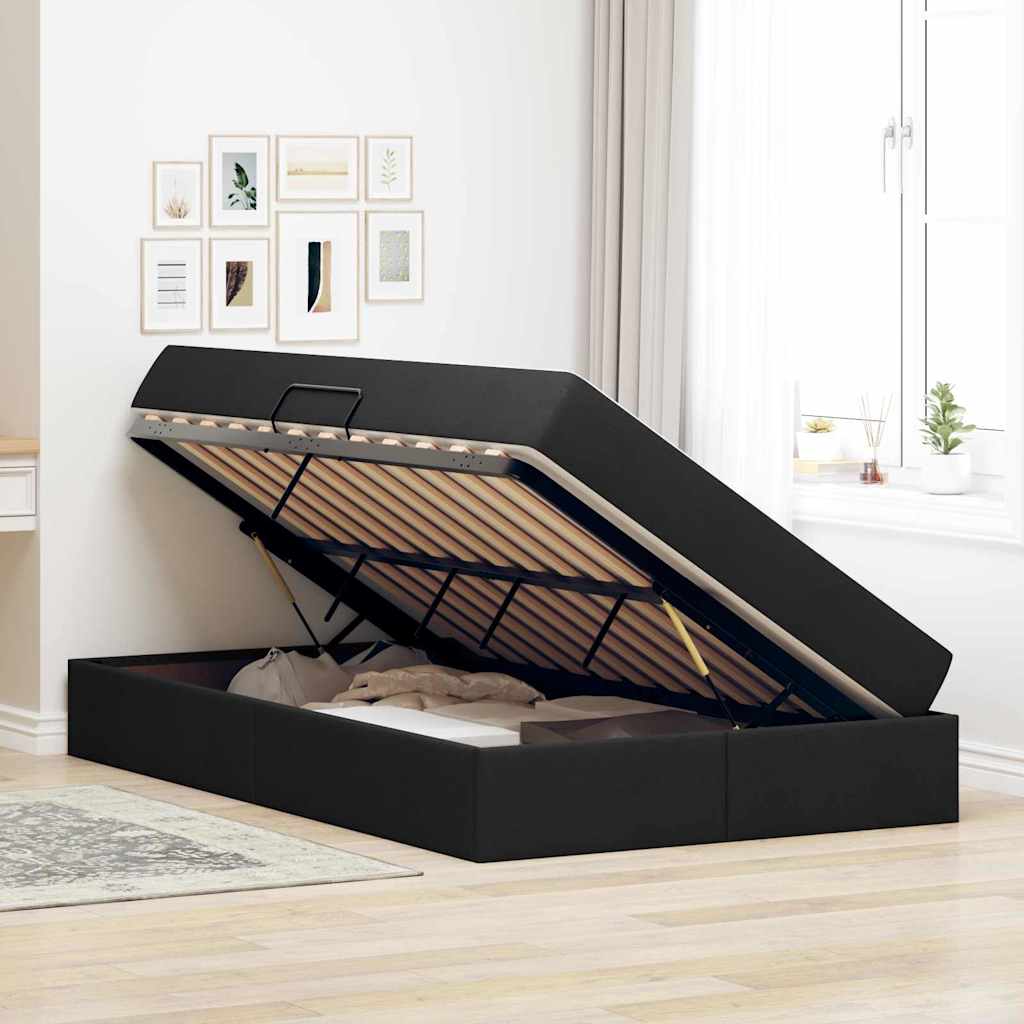 Letto con contenitore e materasso Nero 120 x 200 cm Poliestere | homemem39