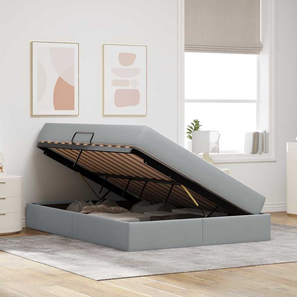 Letto con contenitore e materasso Grigio chiaro 140 x 190 cm | homemem39