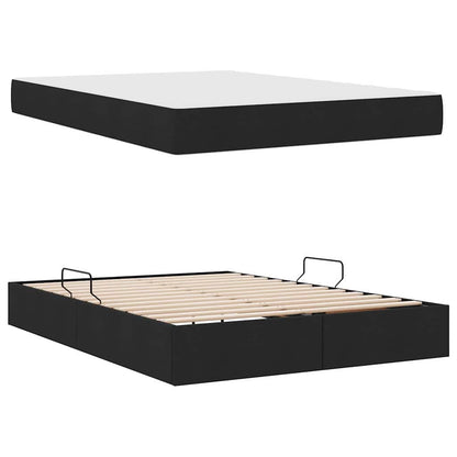 Letto con contenitore e materasso Nero 140 x 190 cm Poliestere | homemem39