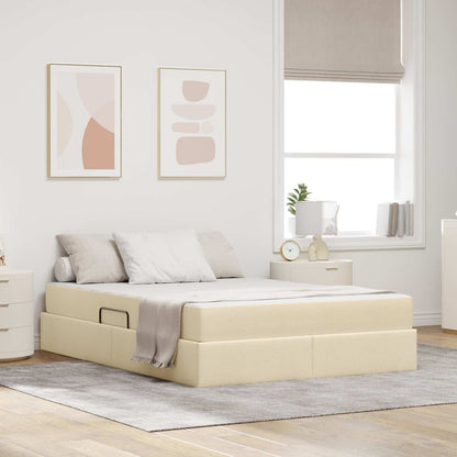 Letto con contenitore e materasso Crema 140 x 190 cm Poliestere | homemem39
