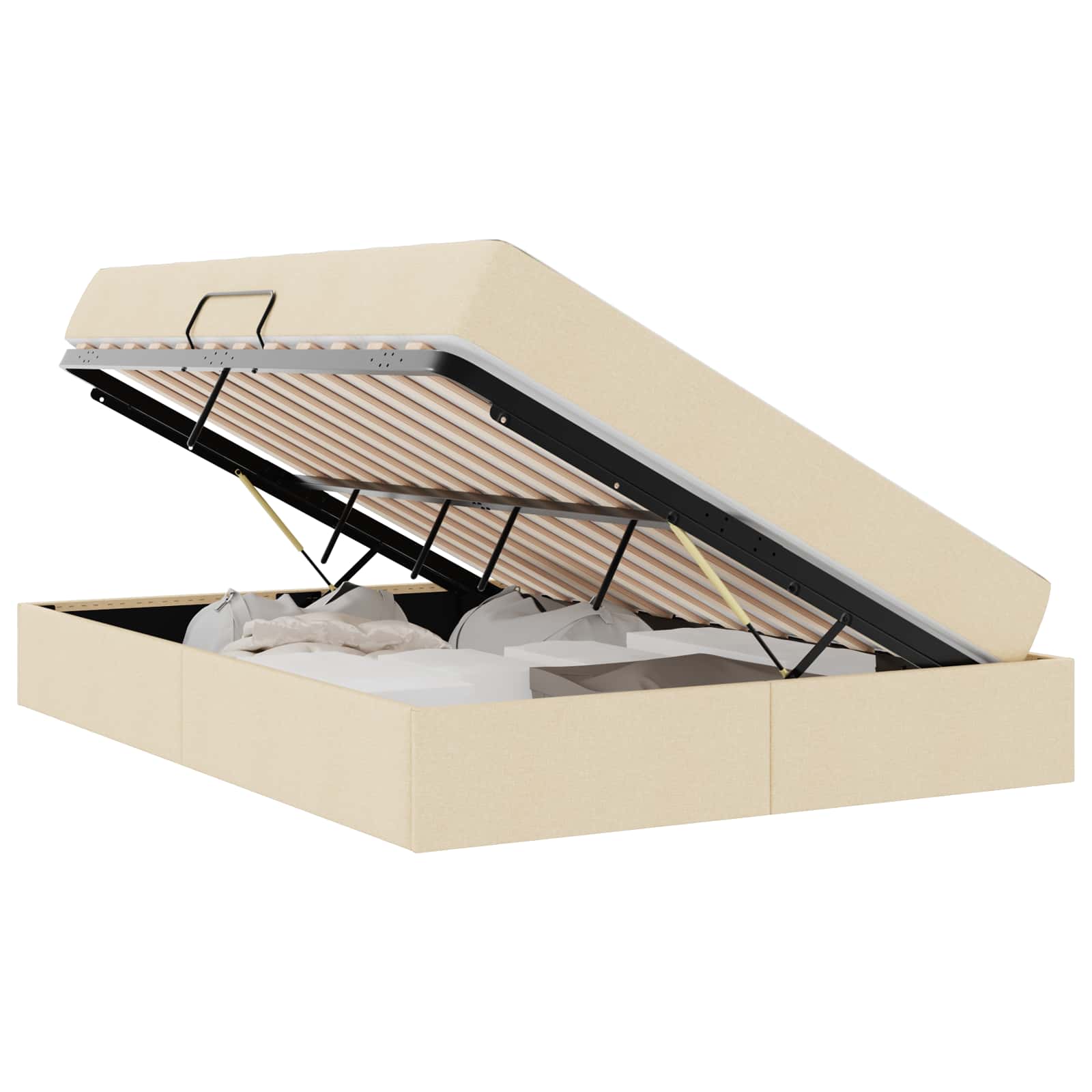 Letto con contenitore e materasso Crema 140 x 190 cm Poliestere | homemem39