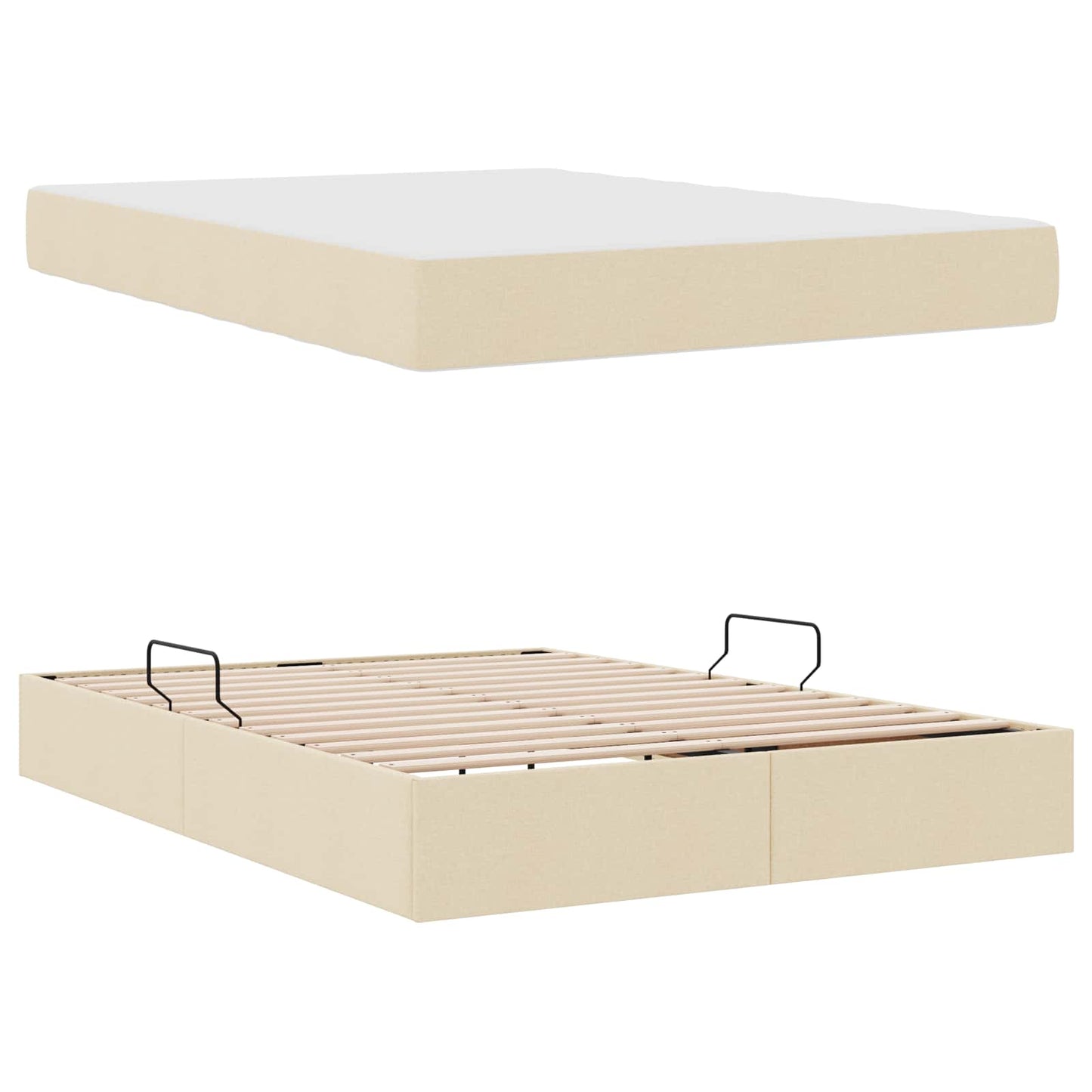 Letto con contenitore e materasso Crema 140 x 190 cm Poliestere | homemem39