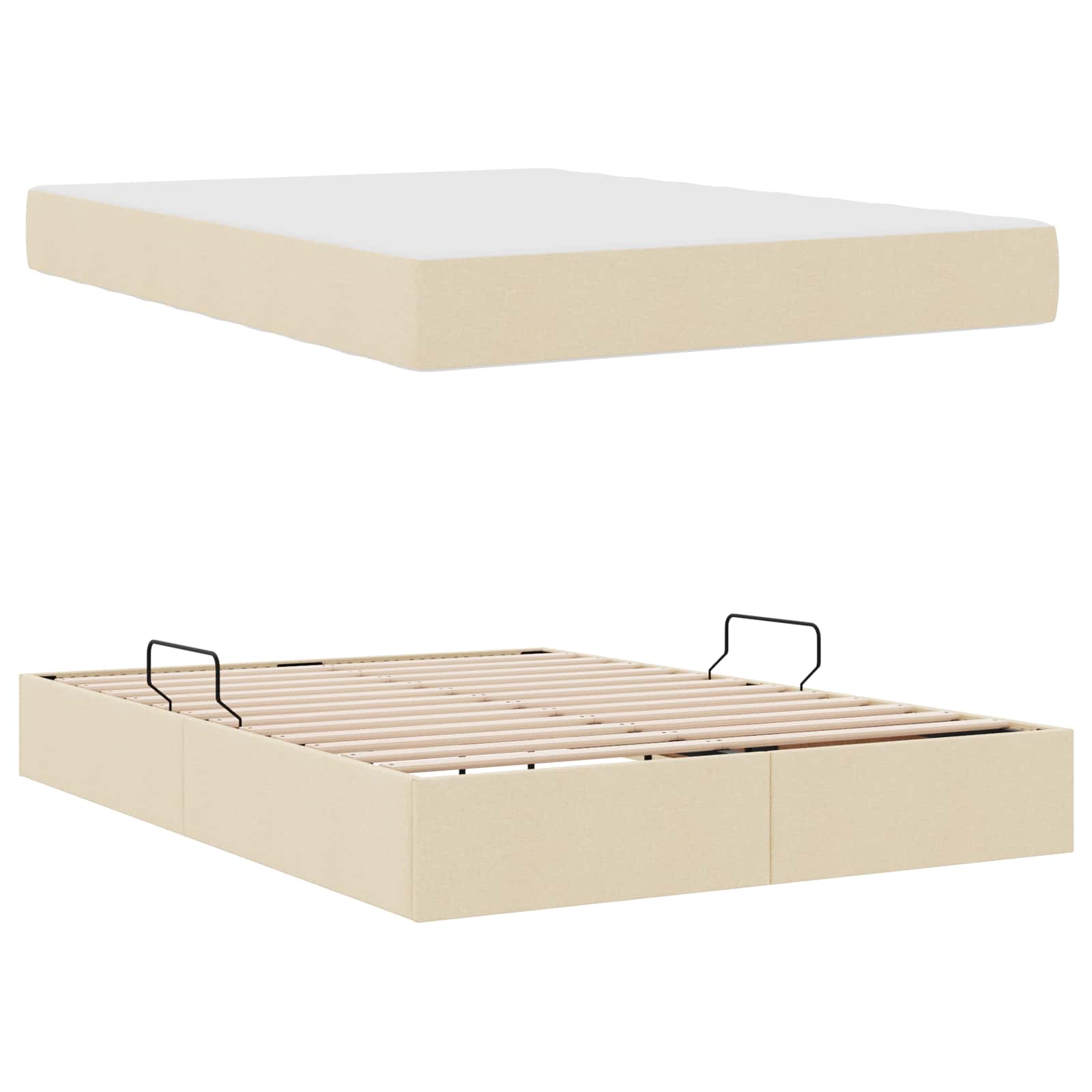 Letto con contenitore e materasso Crema 140 x 190 cm Poliestere | homemem39
