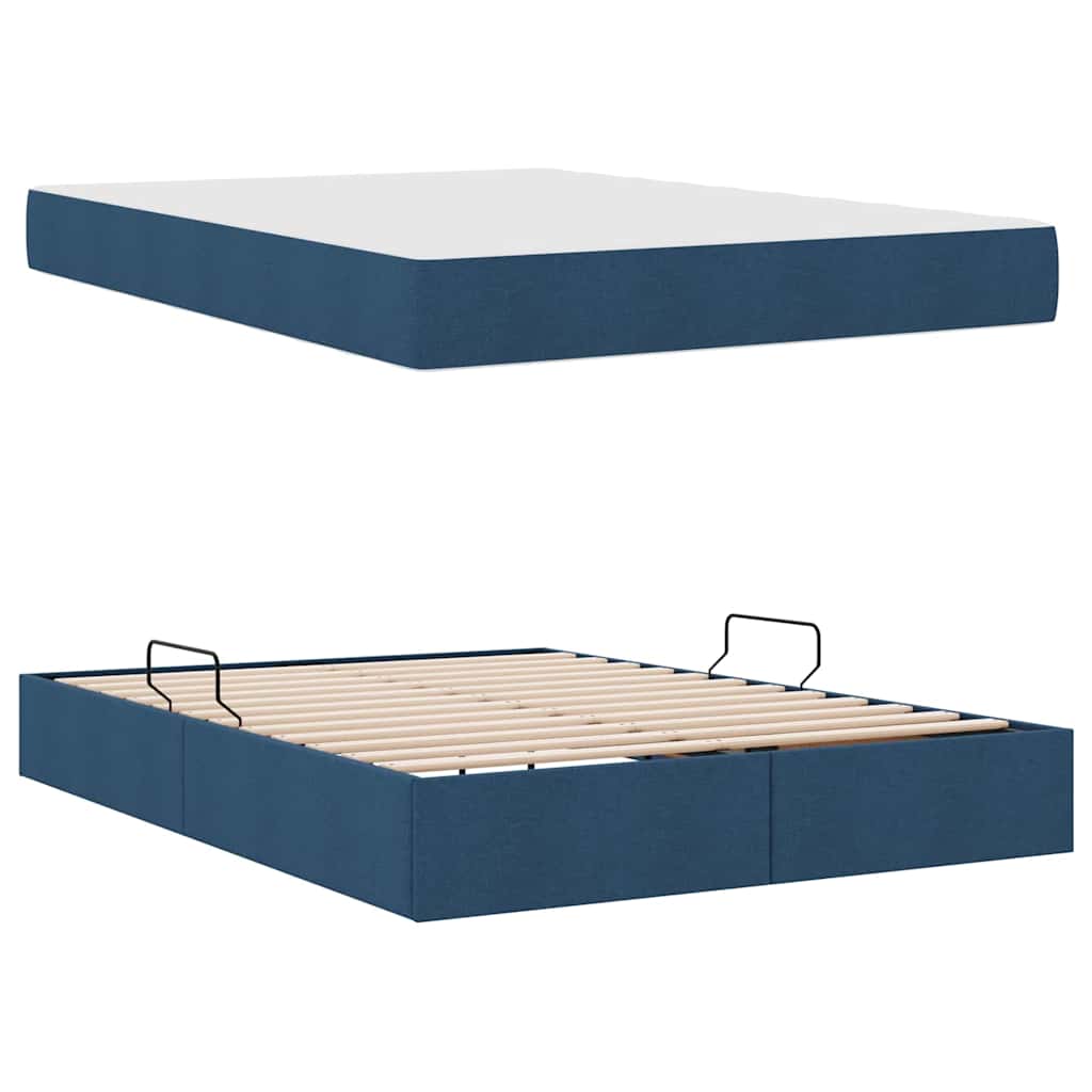 Letto con contenitore e materasso Blu 140 x 190 cm Poliestere | homemem39