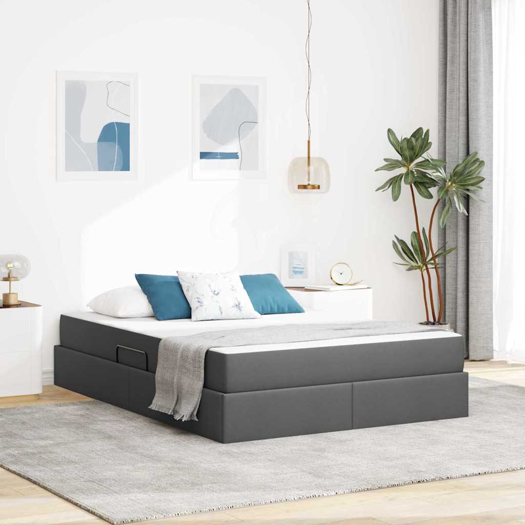 Letto con contenitore e materasso Grigio scuro 140 x 200 cm | homemem39