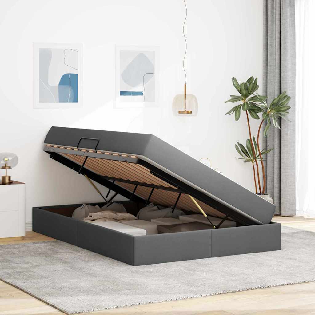 Letto con contenitore e materasso Grigio scuro 140 x 200 cm | homemem39