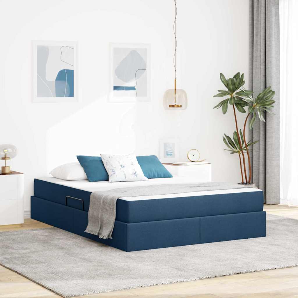 Letto con contenitore e materasso Blu 140 x 200 cm Poliestere | homemem39
