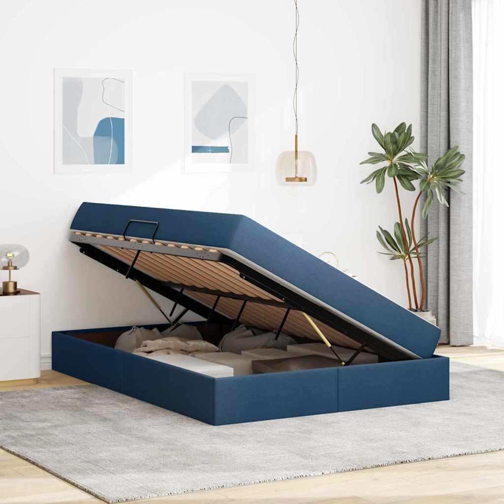 Letto con contenitore e materasso Blu 140 x 200 cm Poliestere | homemem39