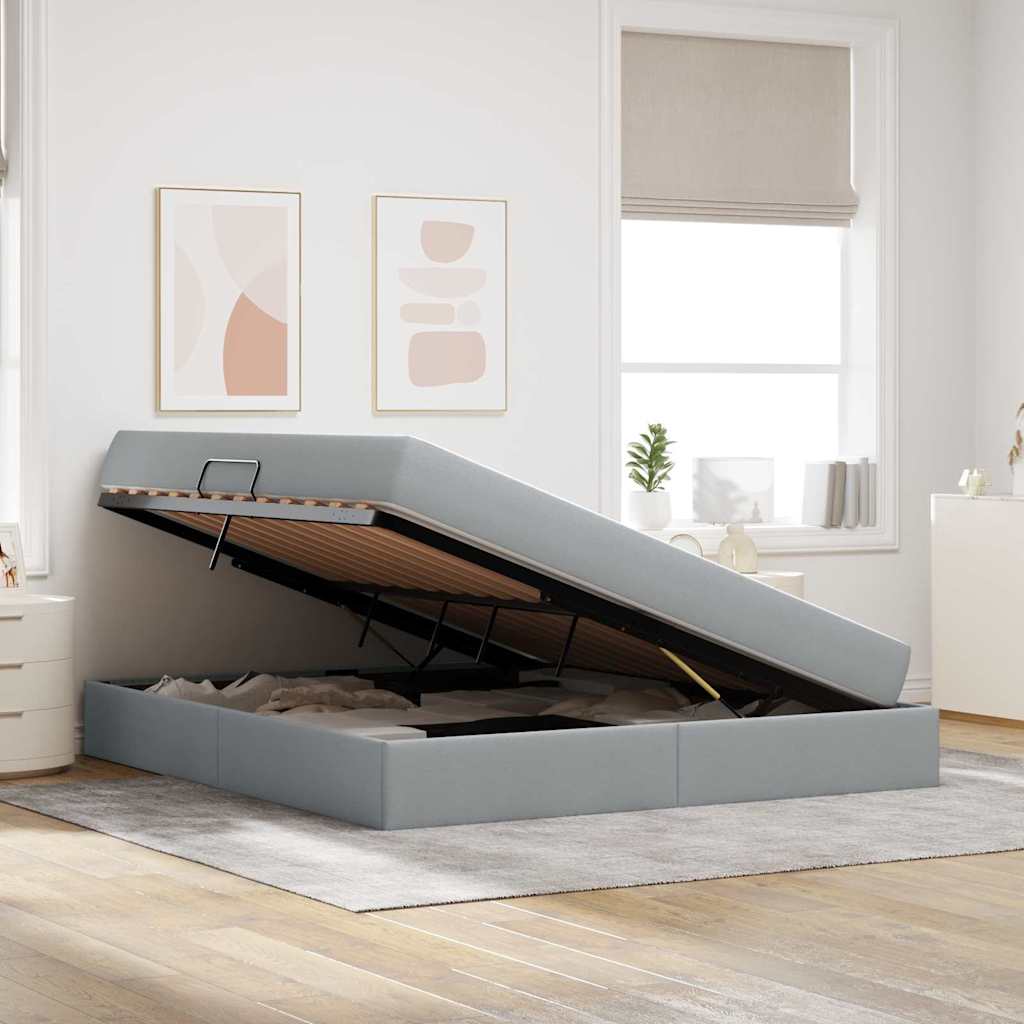 Letto con contenitore e materasso Grigio chiaro 160 x 200 cm | homemem39