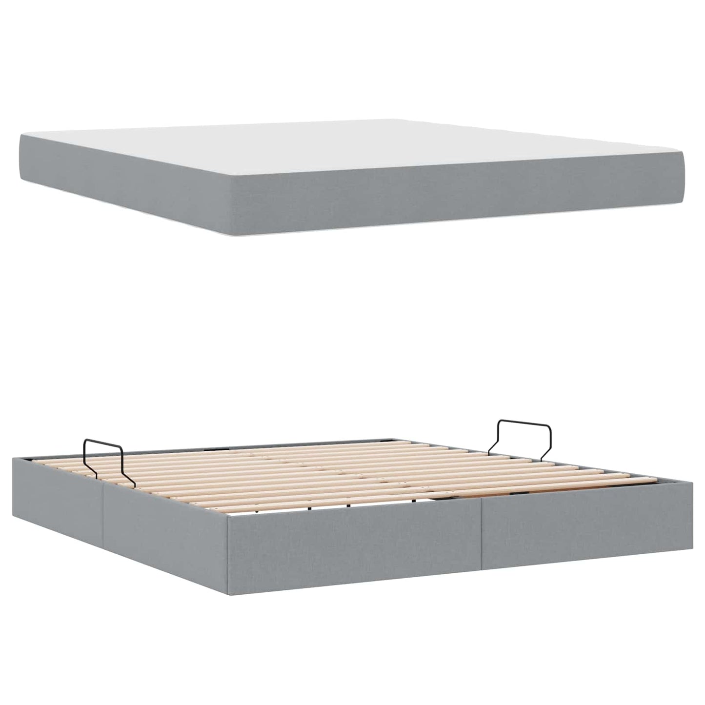 Letto con contenitore e materasso Grigio chiaro 160 x 200 cm | homemem39