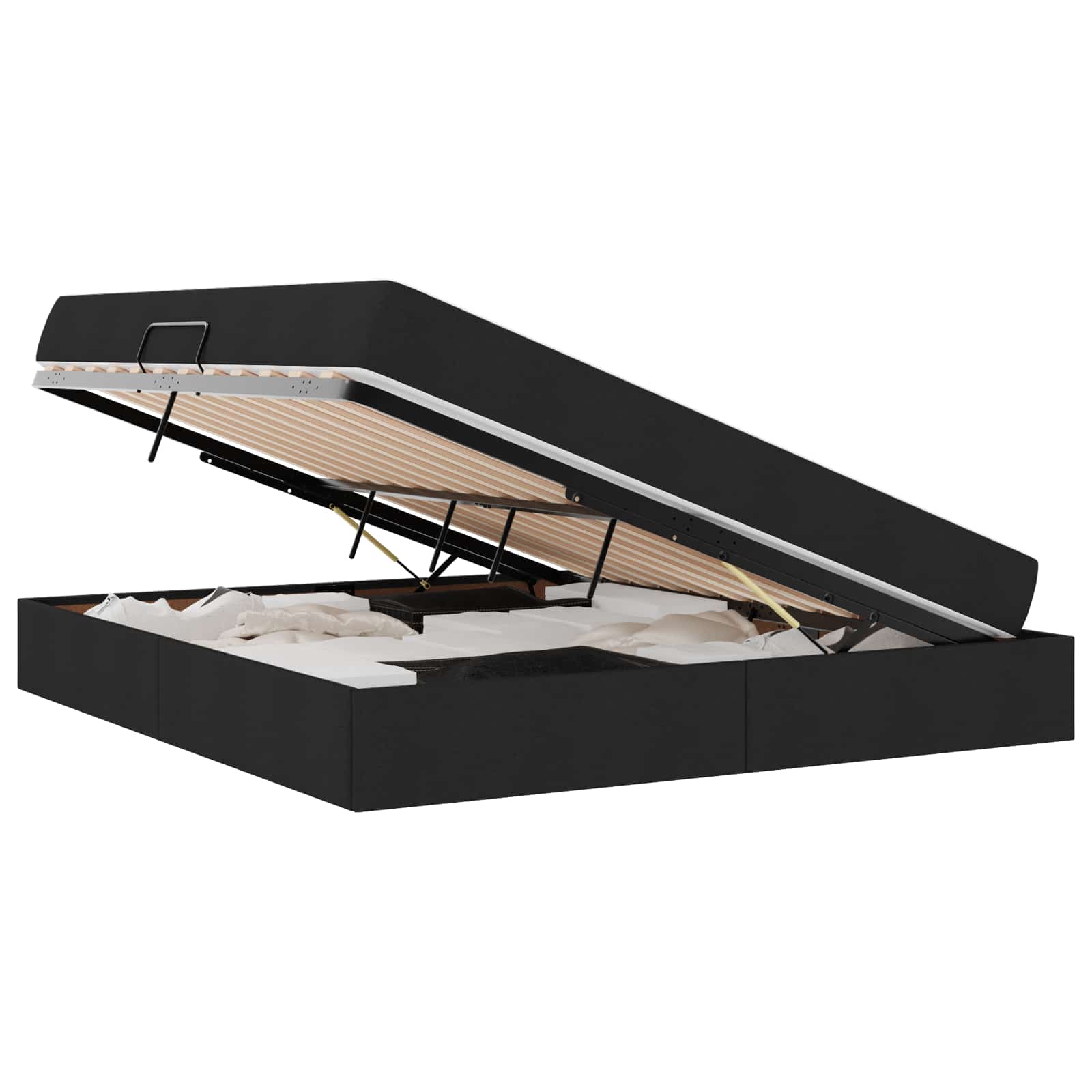Letto con contenitore e materasso Nero 160 x 200 cm Poliestere | homemem39