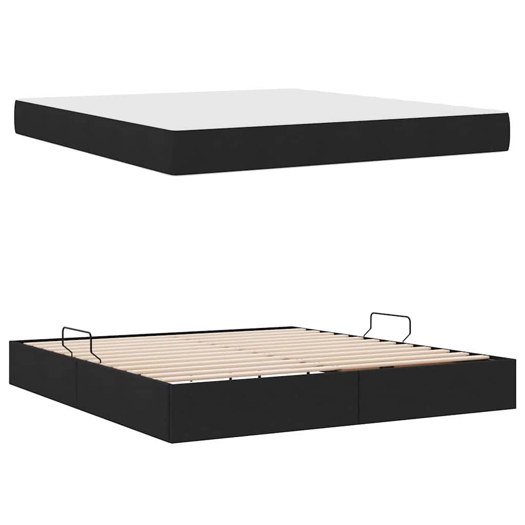 Letto con contenitore e materasso Nero 160 x 200 cm Poliestere | homemem39