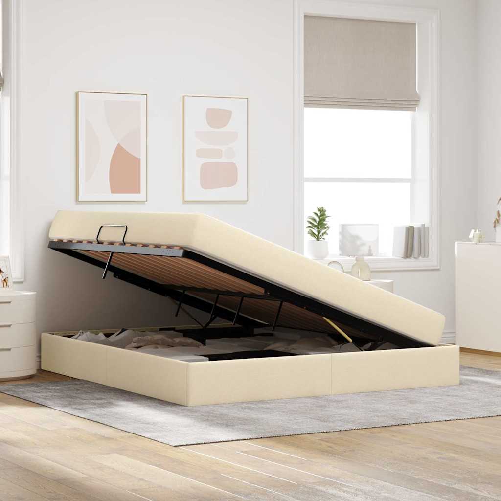 Letto con contenitore e materasso Crema 160 x 200 cm Poliestere | homemem39