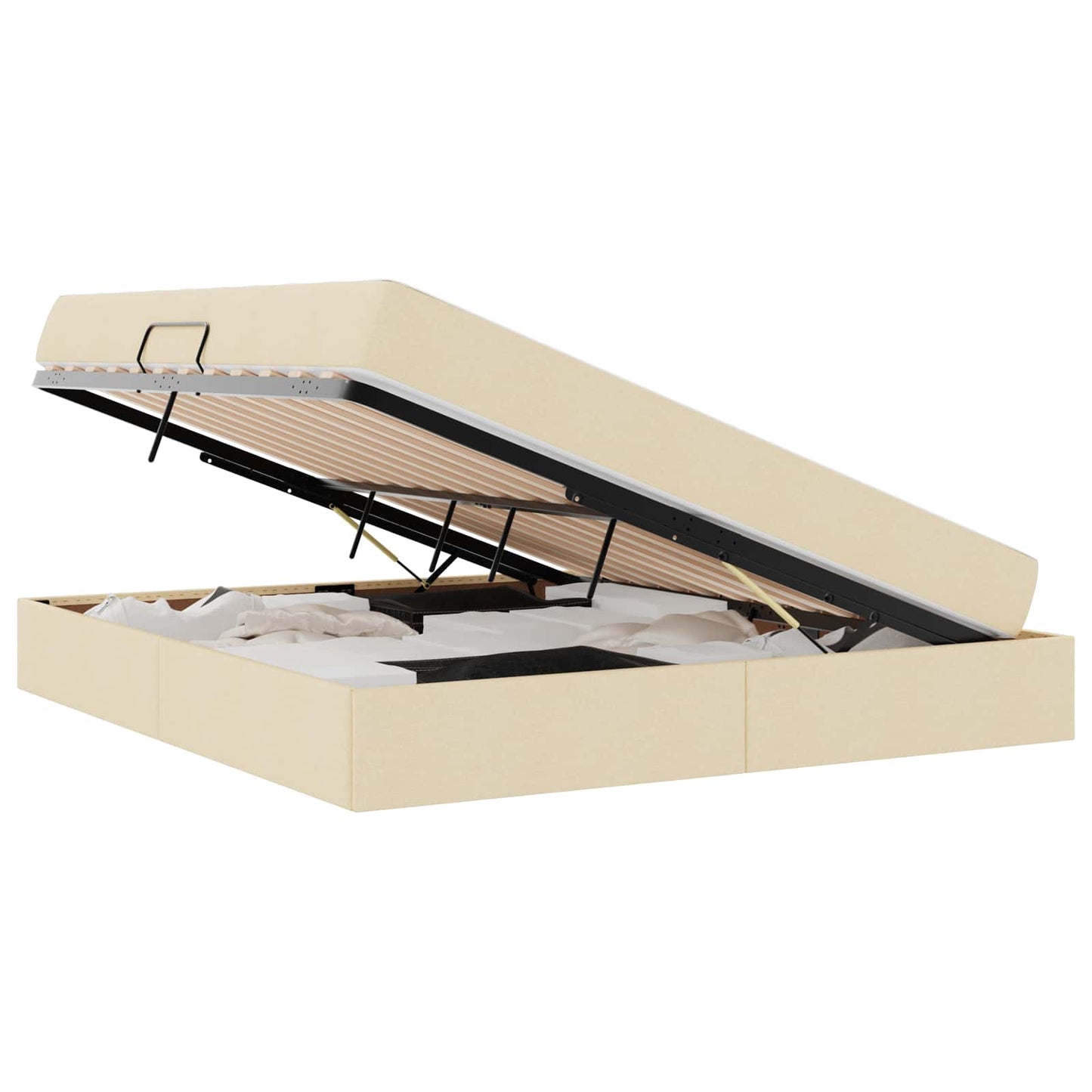 Letto con contenitore e materasso Crema 160 x 200 cm Poliestere | homemem39