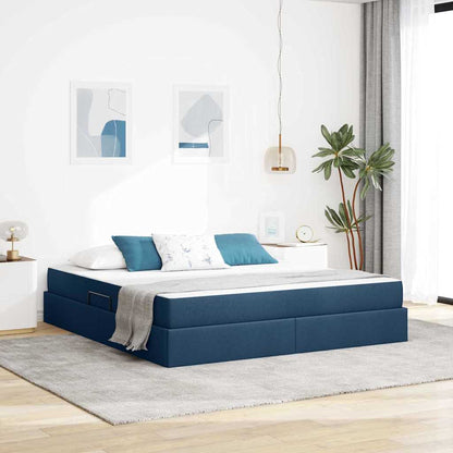 Letto con contenitore e materasso Blu 160 x 200 cm Poliestere | homemem39