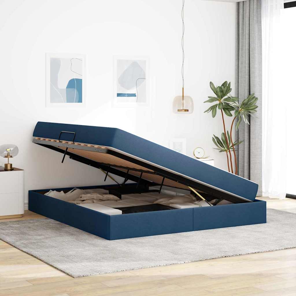 Letto con contenitore e materasso Blu 160 x 200 cm Poliestere | homemem39