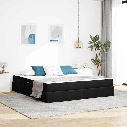 Letto con contenitore e materasso Nero 180 x 200 cm Poliestere | homemem39
