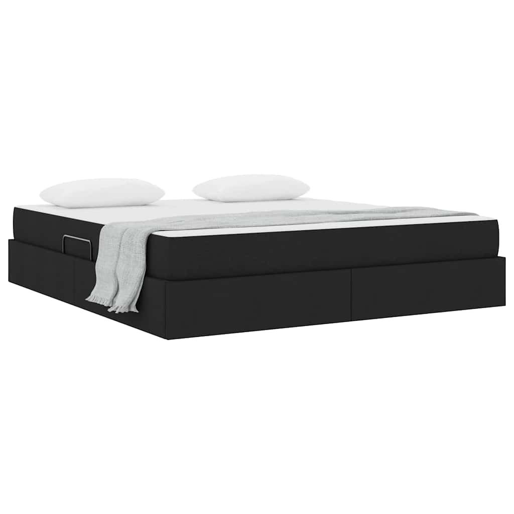 Letto con contenitore e materasso Nero 180 x 200 cm Poliestere | homemem39