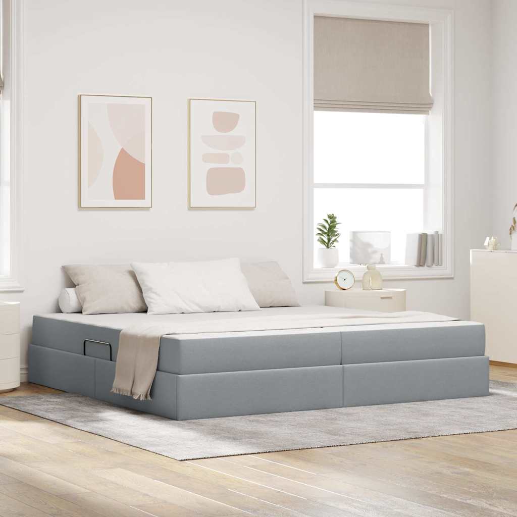 Letto con contenitore e materasso Grigio chiaro 200 x 200 cm | homemem39