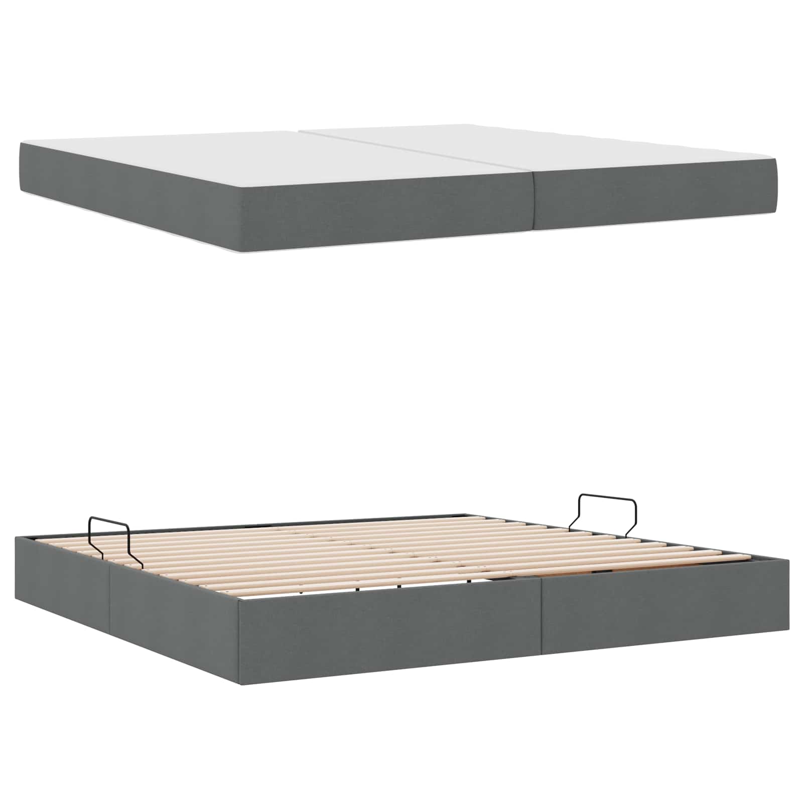 Letto con contenitore e materasso Grigio scuro 200 x 200 cm | homemem39