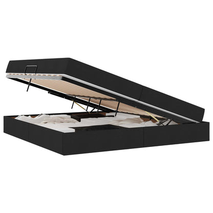 Letto con contenitore e materasso Nero 200 x 200 cm Poliestere | homemem39