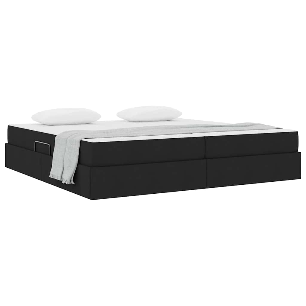 Letto con contenitore e materasso Nero 200 x 200 cm Poliestere | homemem39