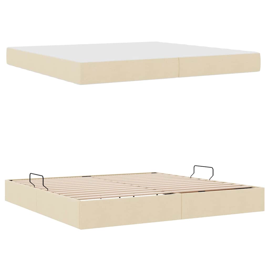 Letto con contenitore e materasso Crema 200 x 200 cm Poliestere | homemem39