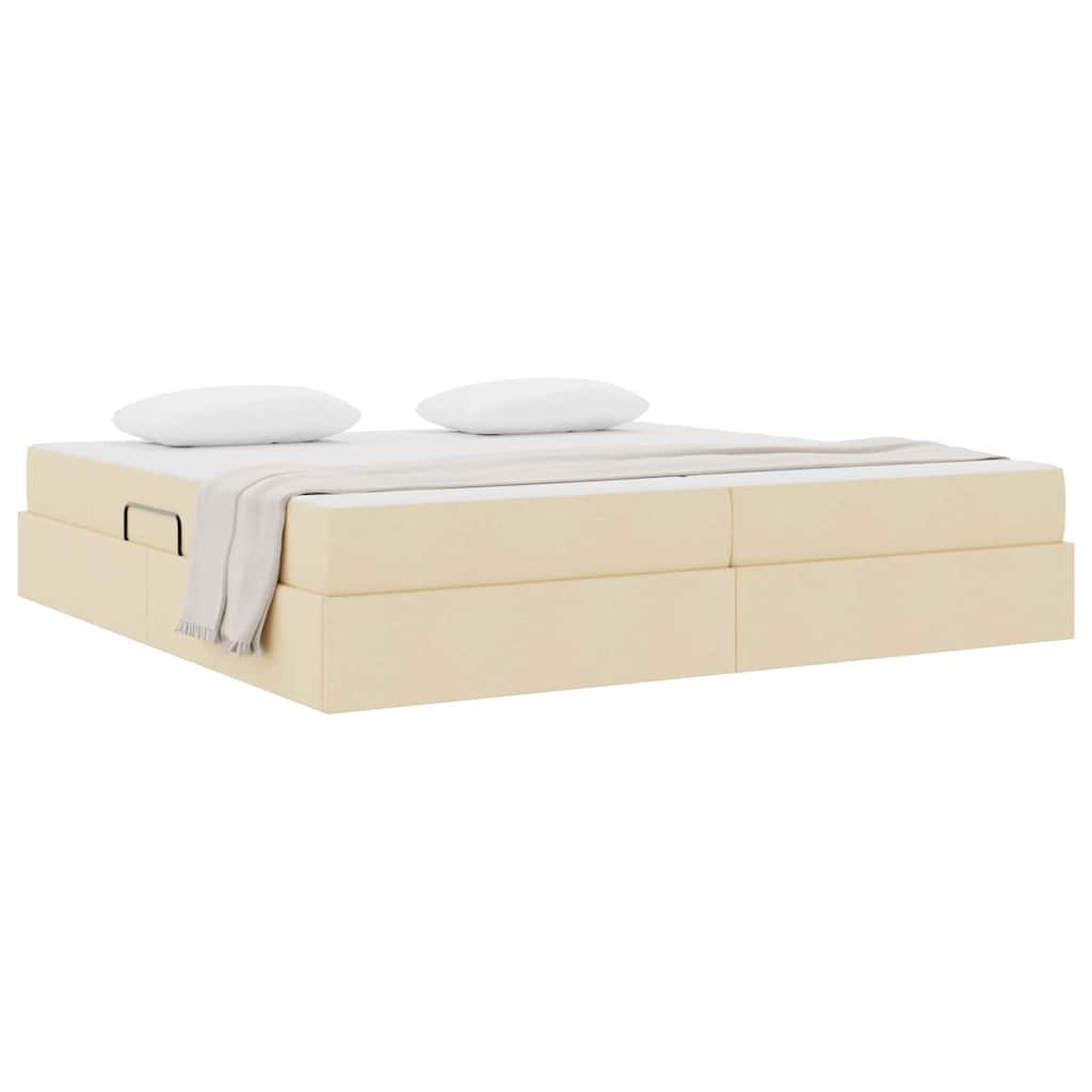 Letto con contenitore e materasso Crema 200 x 200 cm Poliestere | homemem39