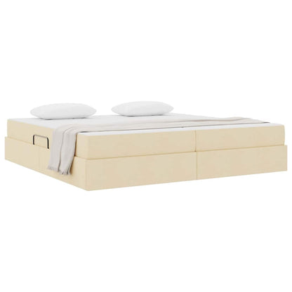 Letto con contenitore e materasso Crema 200 x 200 cm Poliestere | homemem39