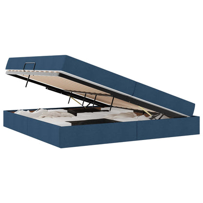 Letto con contenitore e materasso Blu 200 x 200 cm Poliestere | homemem39