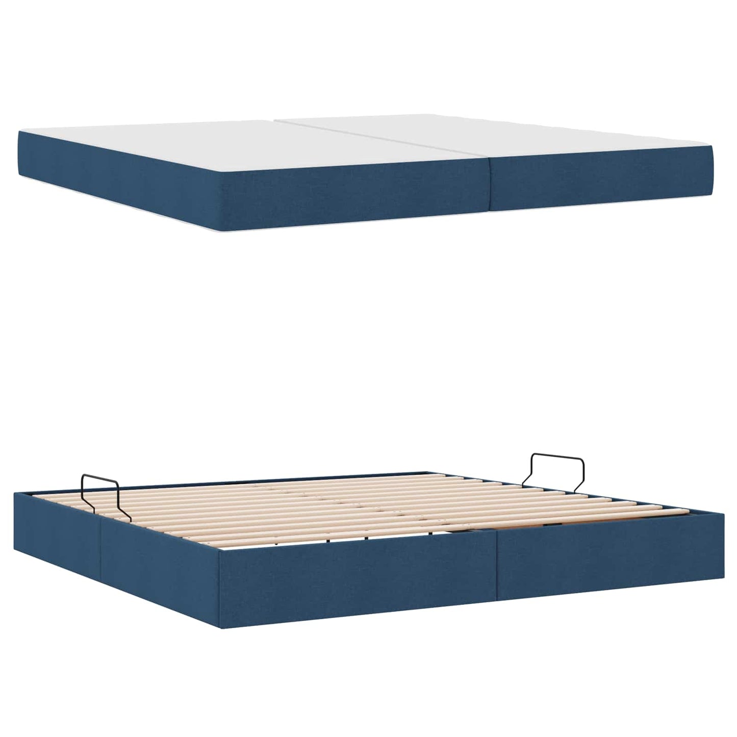 Letto con contenitore e materasso Blu 200 x 200 cm Poliestere | homemem39