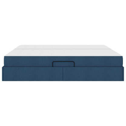 Letto con contenitore e materasso Blu 200 x 200 cm Poliestere | homemem39