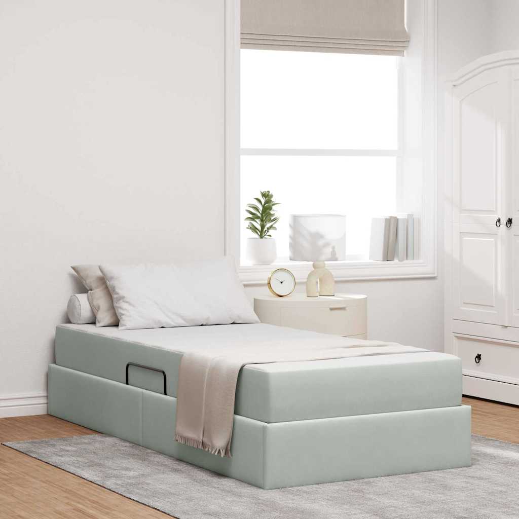 Letto con contenitore e materasso Grigio chiaro 90 x 190 cm | homemem39