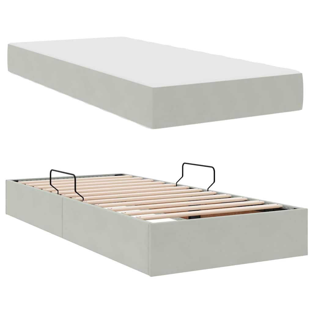 Letto con contenitore e materasso Grigio chiaro 90 x 190 cm | homemem39