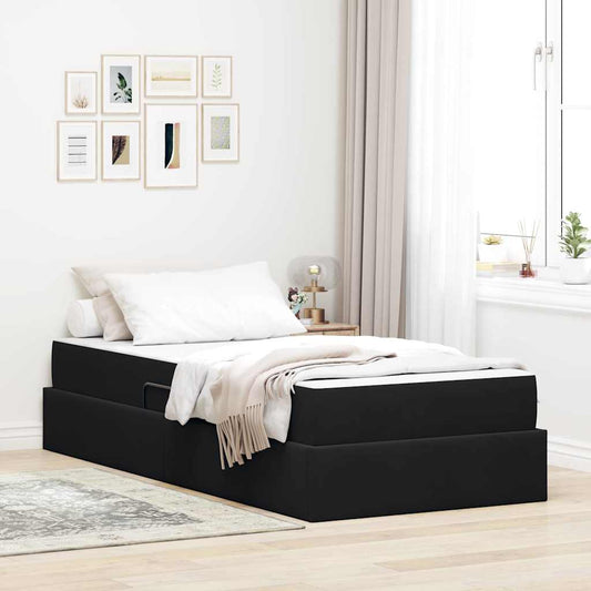 Letto con contenitore e materasso Nero 90 x 190 cm Velluto | homemem39