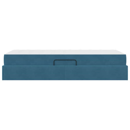 Letto con contenitore e materasso Blu Scuro 90 x 190 cm Velluto | homemem39