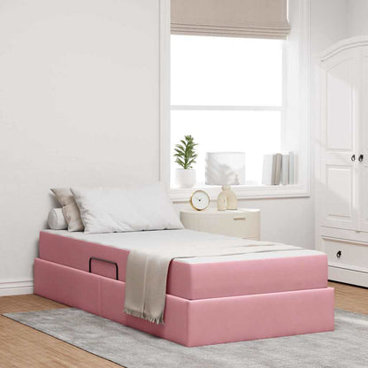 Letto con contenitore e materasso Rosa 90 x 190 cm Velluto | homemem39