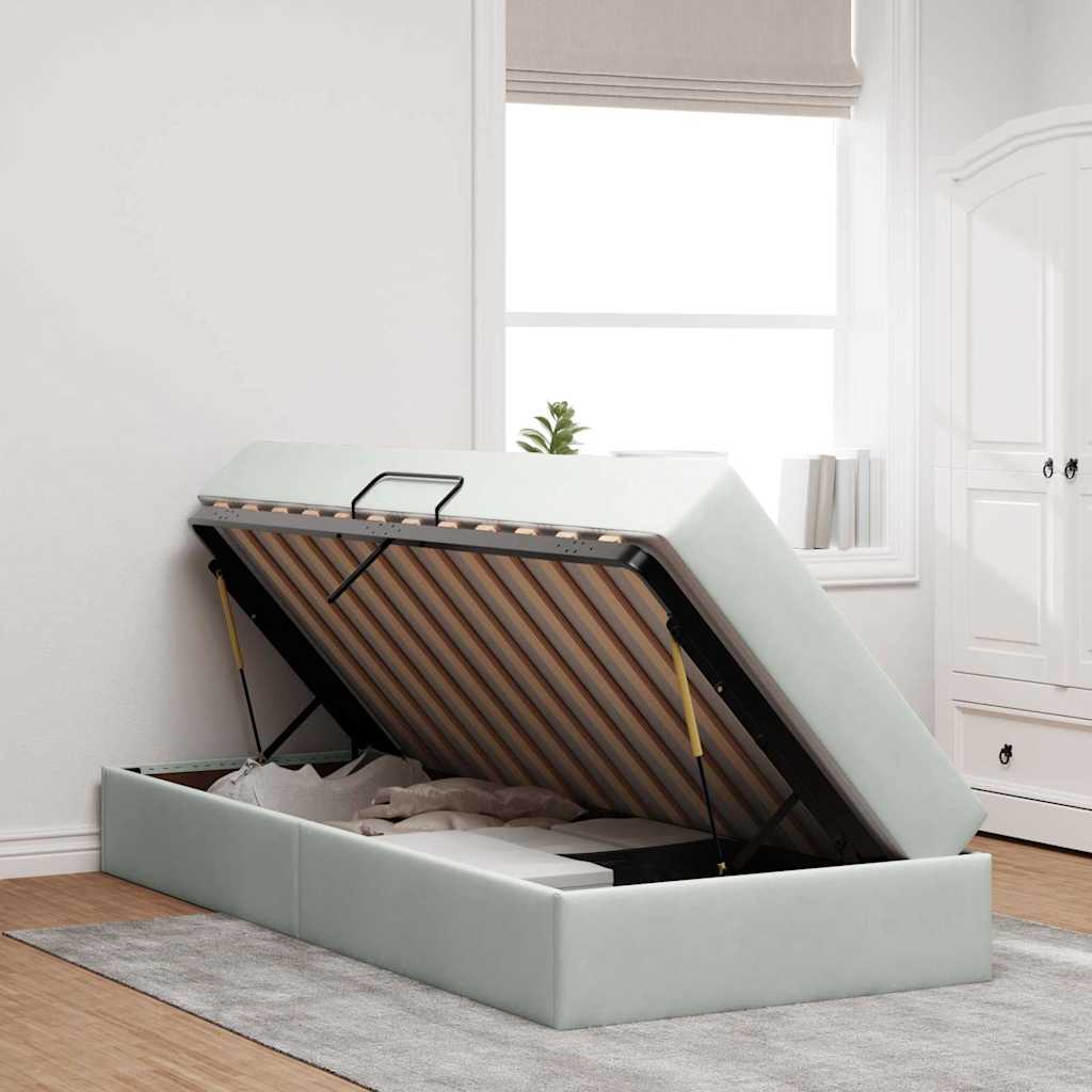 Letto con contenitore e materasso Grigio chiaro 90 x 200 cm | homemem39