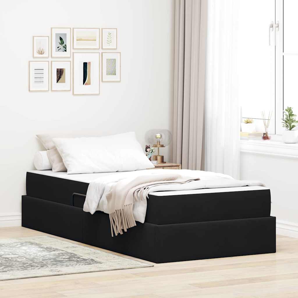 Letto con contenitore e materasso Nero 90 x 200 cm Velluto | homemem39