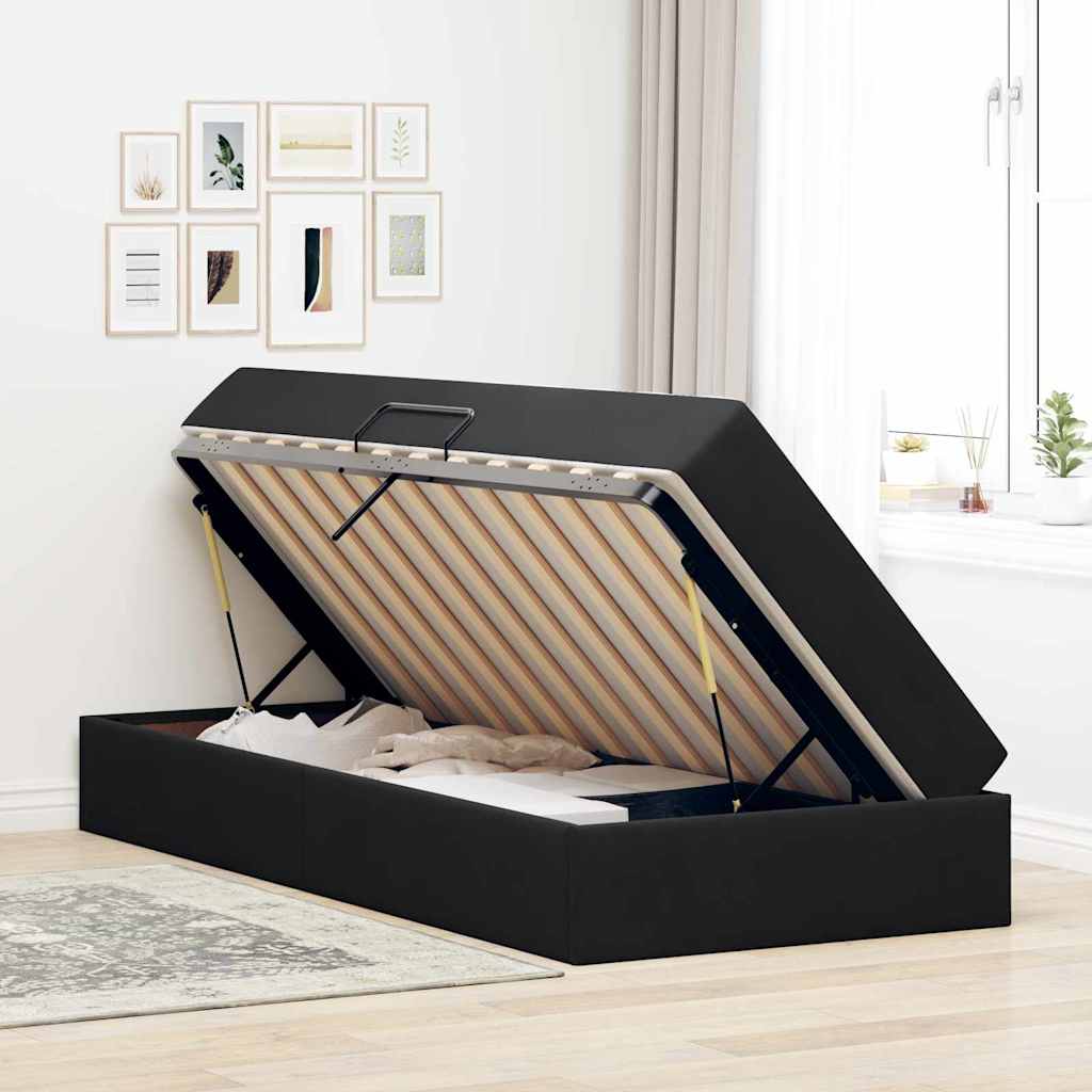 Letto con contenitore e materasso Nero 90 x 200 cm Velluto | homemem39