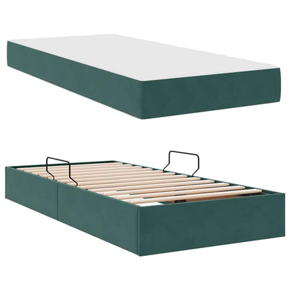 Letto con contenitore e materasso Verde Scuro 90 x 200 cm | homemem39
