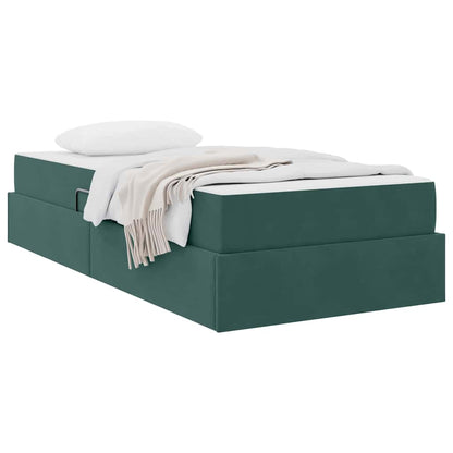 Letto con contenitore e materasso Verde Scuro 90 x 200 cm | homemem39