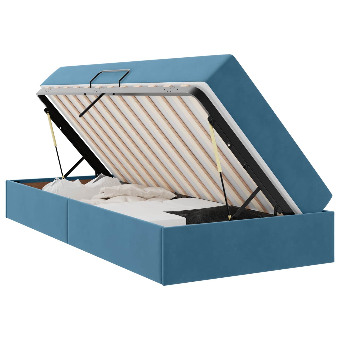 Letto con contenitore e materasso Blu Scuro 90 x 200 cm Velluto | homemem39