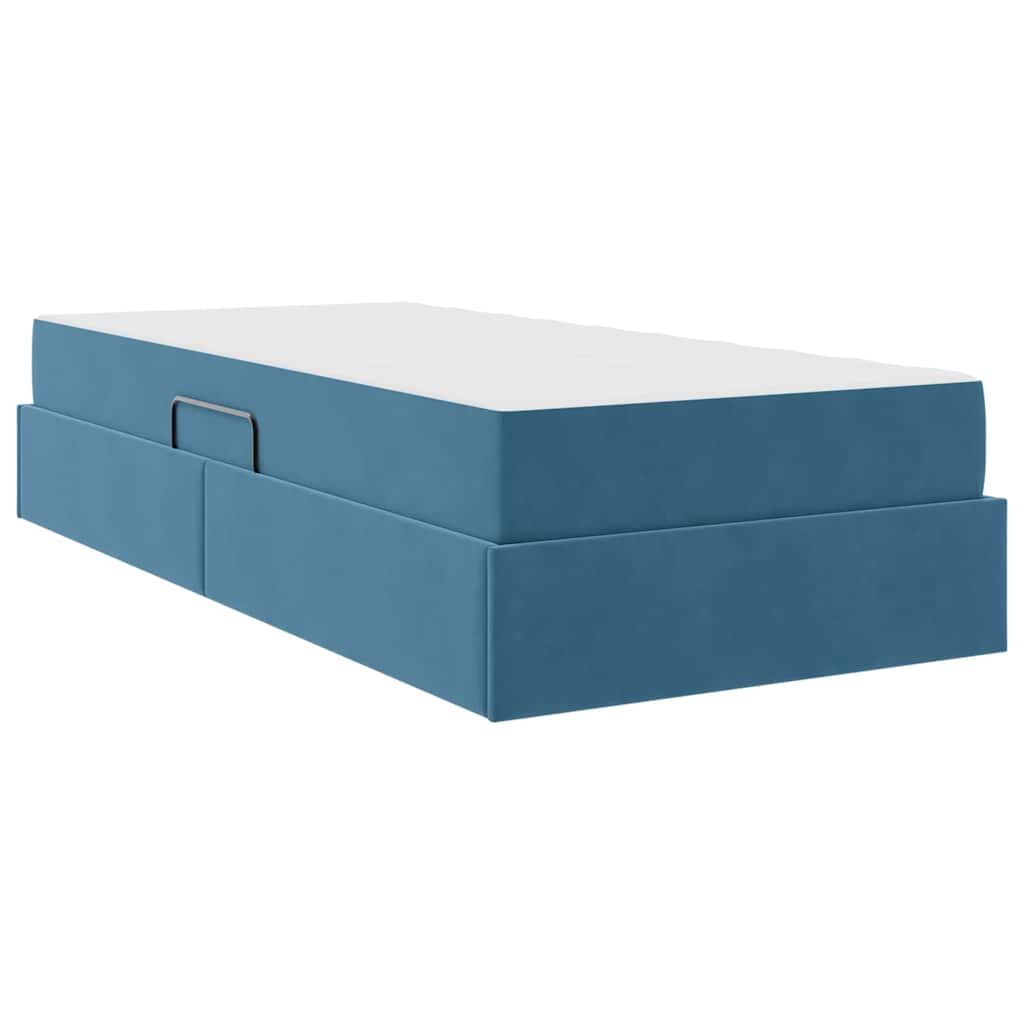 Letto con contenitore e materasso Blu Scuro 90 x 200 cm Velluto | homemem39