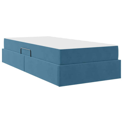 Letto con contenitore e materasso Blu Scuro 90 x 200 cm Velluto | homemem39